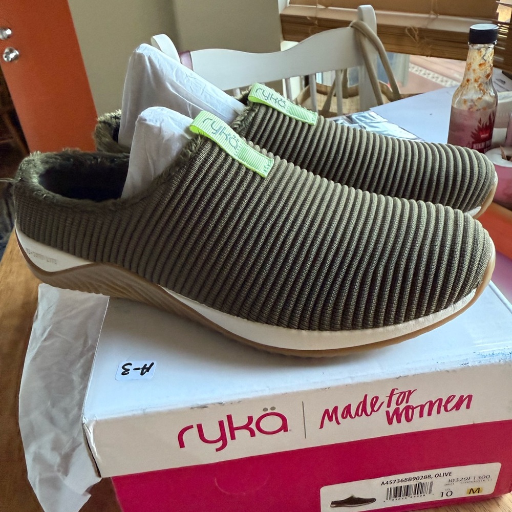 Ryka Olive Green Slip-On Sneakers